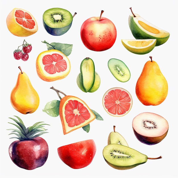 Estetica illustrazione ad acquerello di frutta