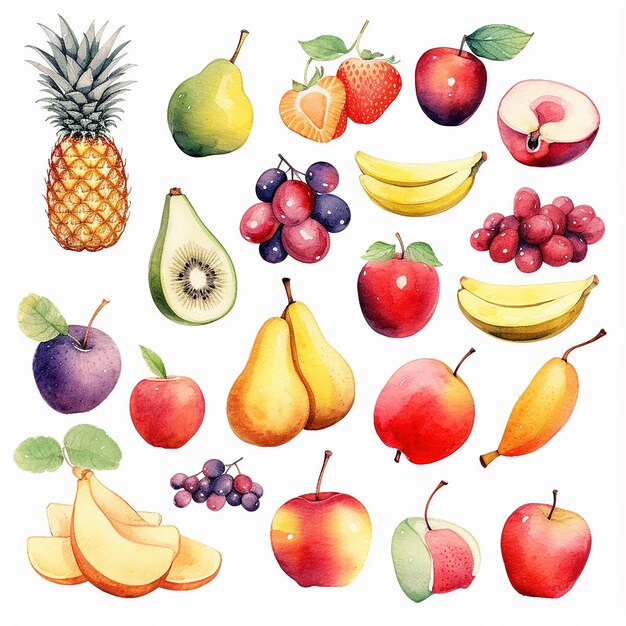 Estetica illustrazione ad acquerello di frutta