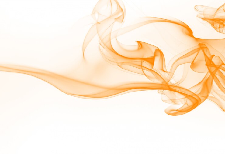 Estratto arancio del fumo su fondo bianco. inchiostro giallo ad acqua