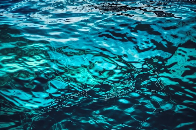 Estratto del primo piano dell'intelligenza artificiale generativa dell'acqua di superficie blu
