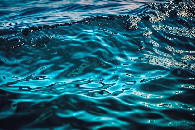 Estratto del primo piano dell'intelligenza artificiale generativa dell'acqua di superficie blu