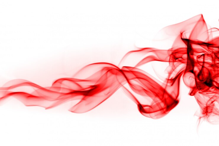 Estratto di fumo rosso su bianco, fuoco