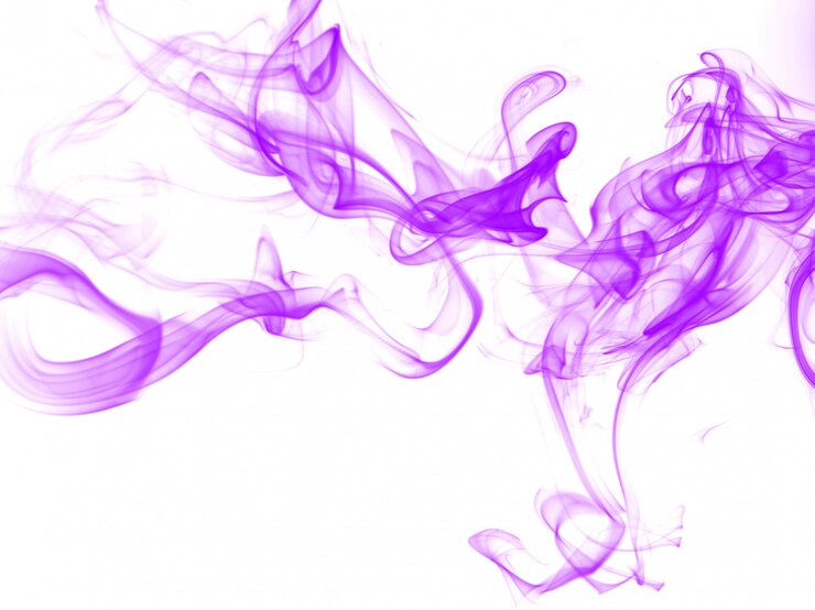 Estratto di fumo viola su sfondo bianco