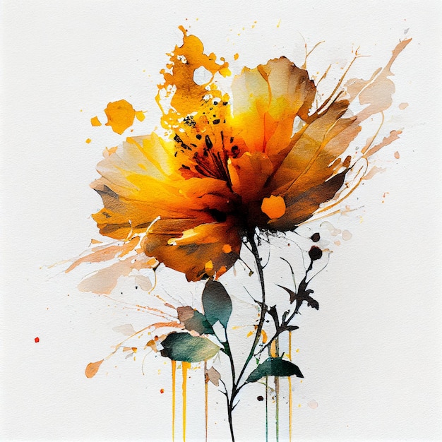 Estratto doppia esposizione acquerello fiore giallo Illustrazione digitale