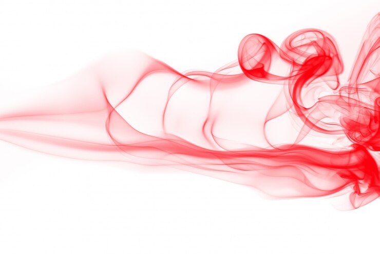 Estratto rosso del fumo su fondo bianco, acqua dell'inchiostro