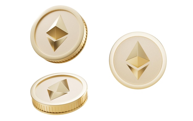 ETH gold coin with cryptocurrency concept 3d rendering