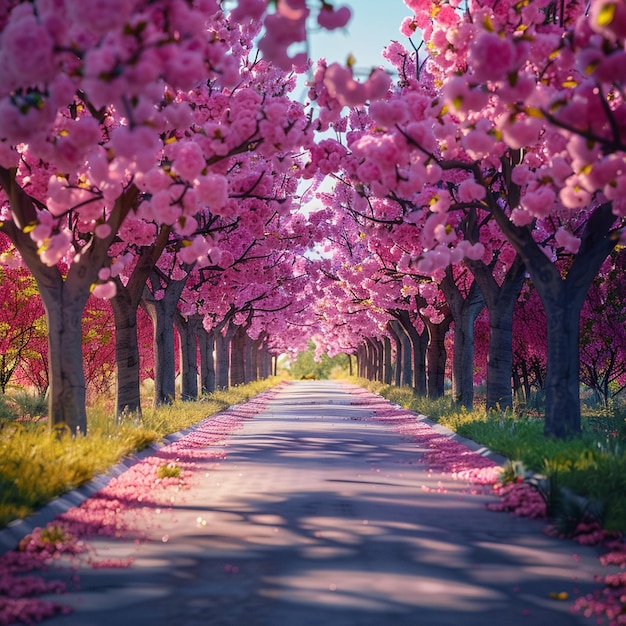 Ethereal Cherry Blossom Avenue in primavera