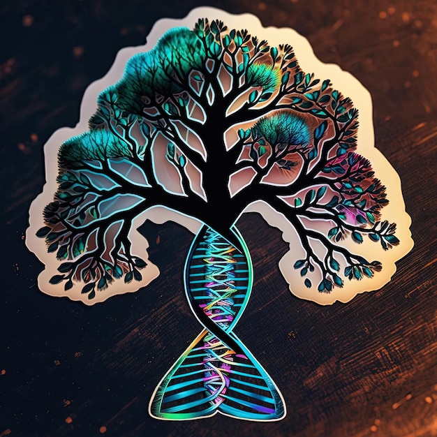 Ethereal Fusion Tree of Life Adesivo olografico DNA