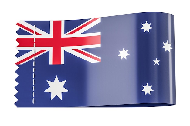 Etichetta di abbigliamento con la bandiera dell'Australia rendering 3D