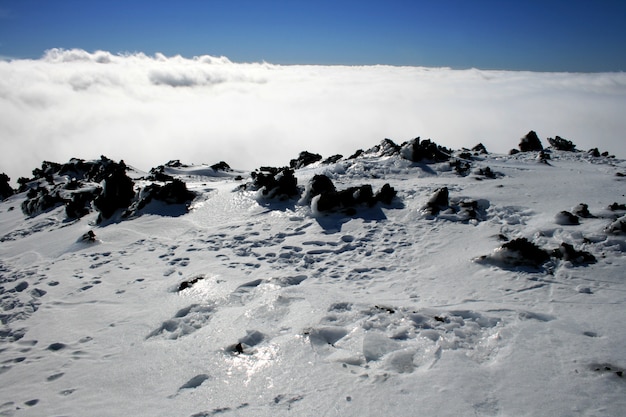 Etna, vulcano della Sicilia coperto di neve