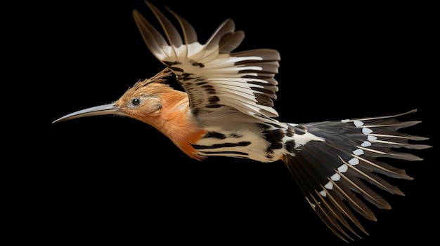 Eurasian Hoopoe Upupa epops alimenta i suoi pulcini catturati in volo