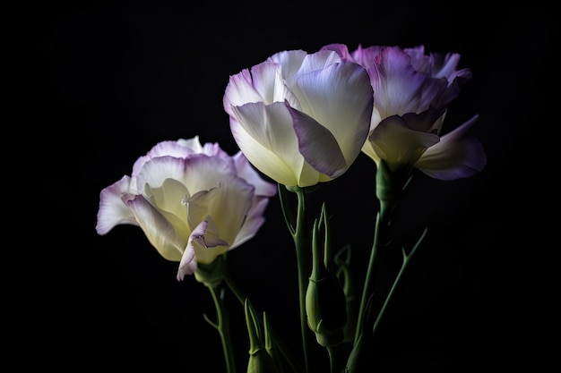 Eustoma fiorisce con un'illuminazione drammatica la sera