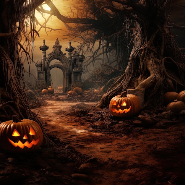 Evento festivo scena horror di Halloween concetto di sfondo con spazio vuoto