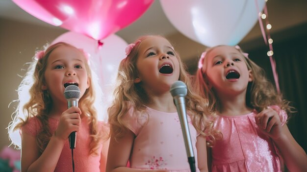 evento sociale di festa di cantanti per bambini felici