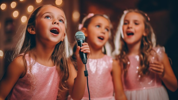 evento sociale di festa di cantanti per bambini felici