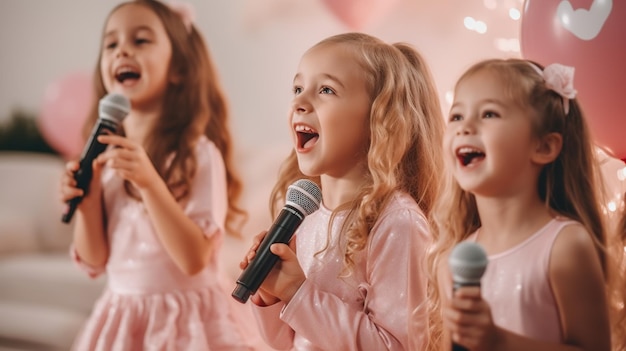 evento sociale di festa di cantanti per bambini felici