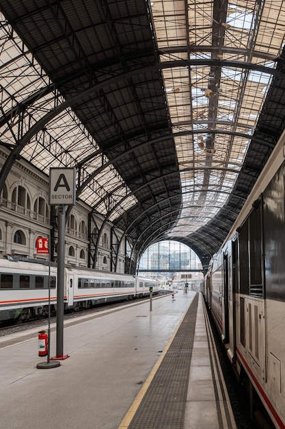 Ex stazione ferroviaria con due treni