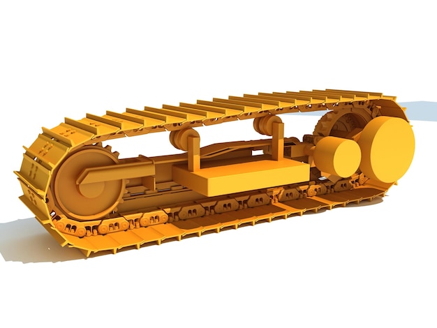 Excavator Track 3D rendering on white background