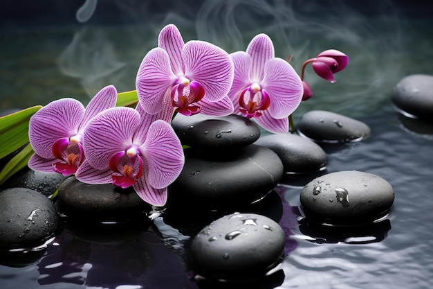 Exotic Spa orchidee pietre gocce Generare Ai