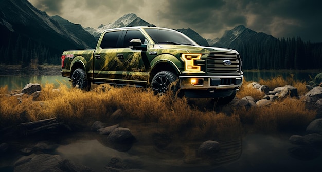 f 150 gmf ford nero toro tigre giallo nello stile di paesaggi eterei