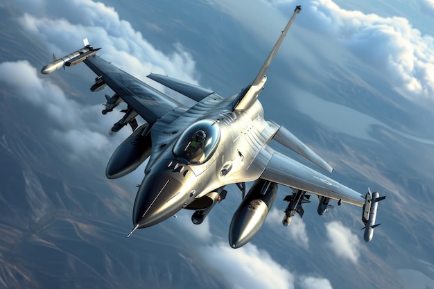 F-16 jet da combattimento avanzato che vola nell'aria