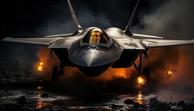 f 22 luce da studio raptor su sfondo nero