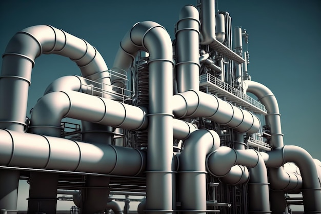 Fabbrica di forni per la lavorazione di gas e petrolio petrolchimico per il trasporto di gasdotti industriali con AI generativa
