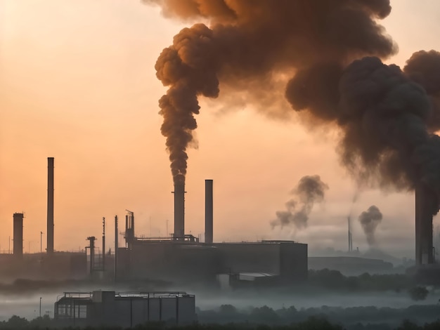 Fabbrica industriale di metalli fumo fumo fomo emissioni di fumo cattiva ecologia fotografia aerea