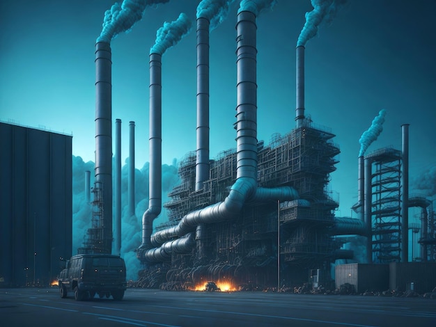 Fabbrica industriale inquinamento ciminiera generata dall'intelligenza artificiale