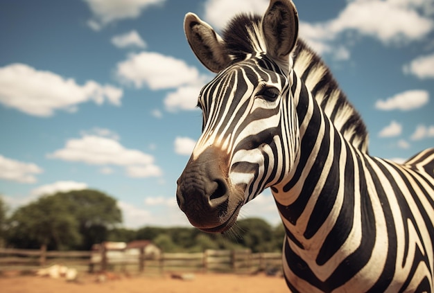 faccia di animale zebra in fattoria