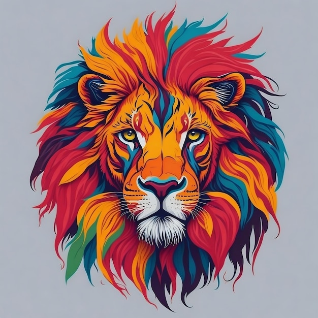Faccia di leone colorato con sfondo isolato