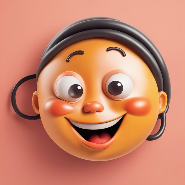 Faccia di un bambino simpatico cartone animato in 3 d Illustrazione 3 d della faccia di un bambino simpatico cartone animato con un grande sorriso