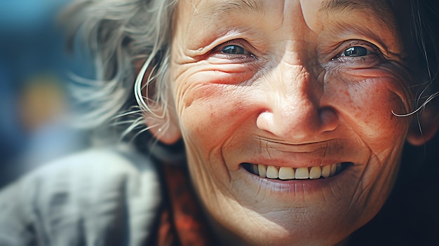 faccia sorridente di una persona anziana dalla Cina