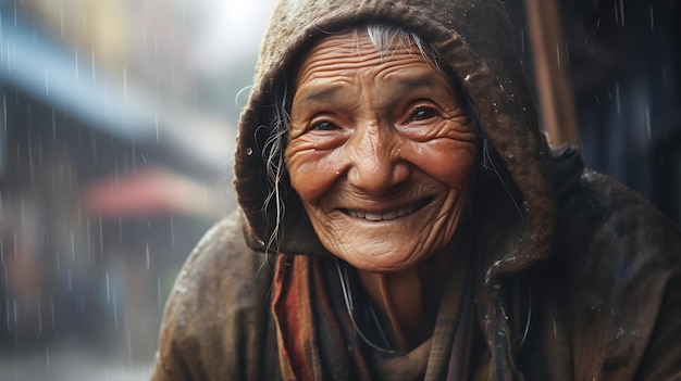 faccia sorridente di una persona anziana dalla Cina