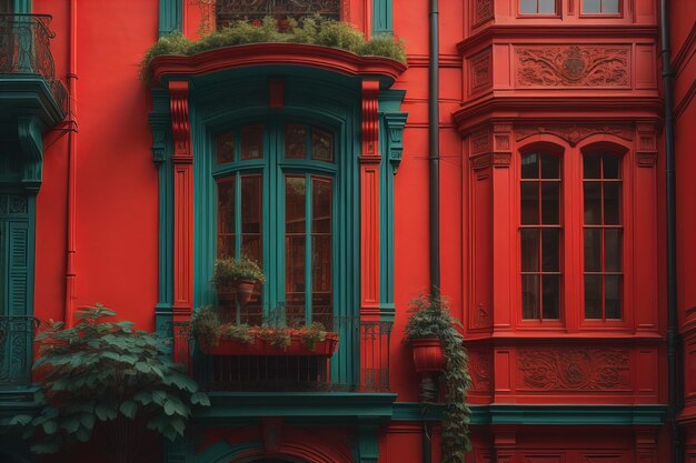 Facciata colorata di una casa a New York City