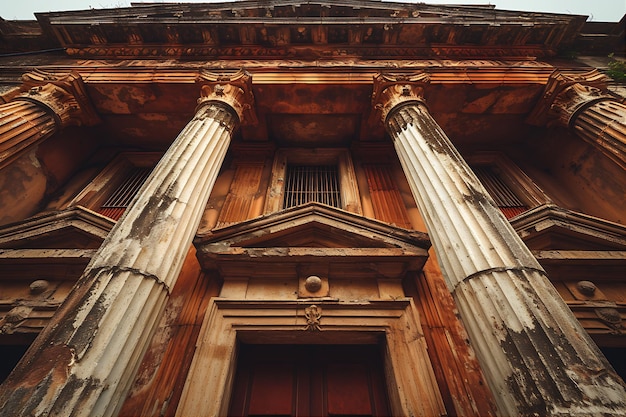 Facciata dell'antico palazzo con colonne