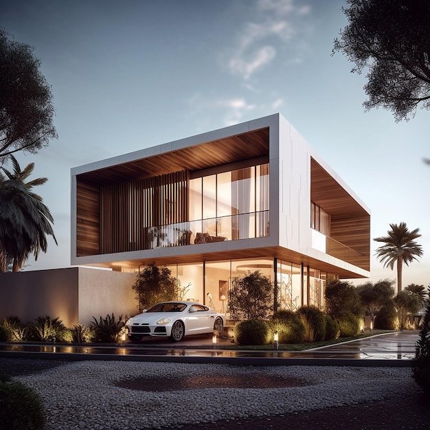 Facciata moderna architettura della casa design esterno immagini arte generata dall'intelligenza artificiale