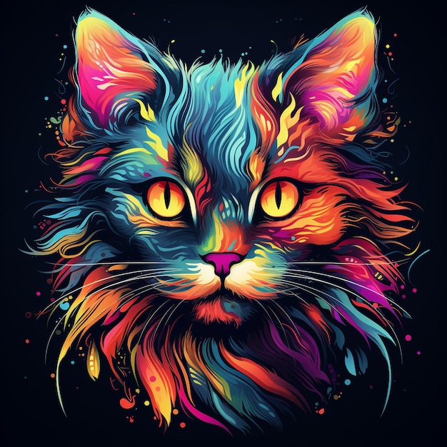 Face Cat Color Vibrant Design Face Cat AI Face Vector Face Face Colorful Face Colorful