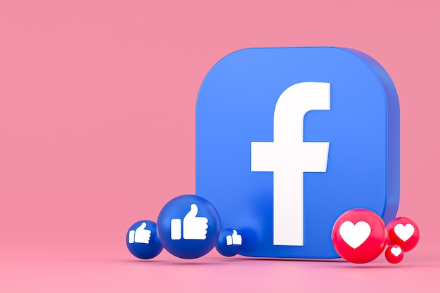 Facebook reazioni emoji 3d rendering, simbolo dei social media