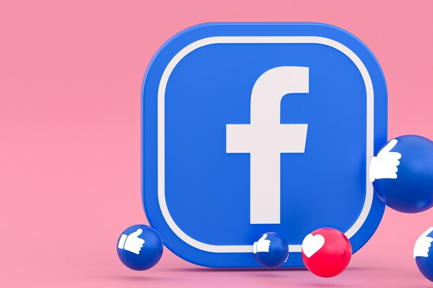 Facebook reazioni emoji 3d rendering, simbolo dei social media