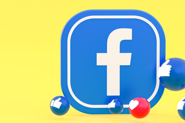 Facebook reazioni emoji 3d rendering, simbolo dei social media