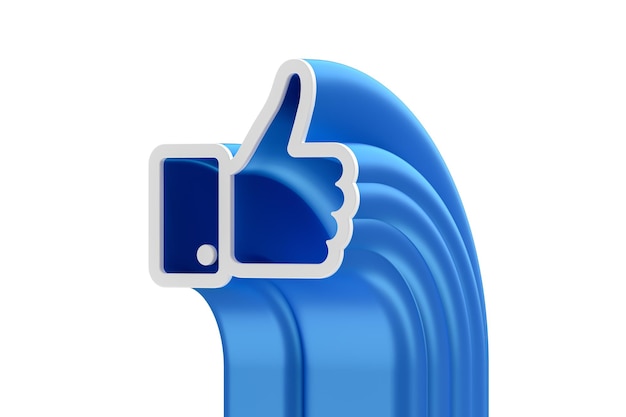 Facebook Thumbs up icona blu isolato su sfondo bianco 3D Illustration