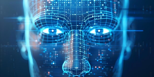 facial recognition algorithm featuring realtime data analysis on screen concept facial recognition technology realtime data analysis screen display algorithm efficiency