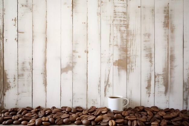 Fagioli di caffè a sinistra su sfondo nero tazza di caffè