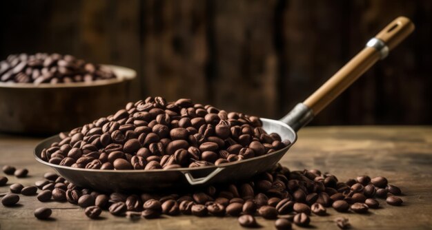 Fagioli di caffè appena arrostiti pronti per la preparazione