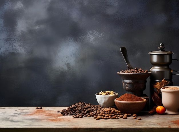 Fagioli di caffè Grinder di caffè e altri ingredienti per il caffè