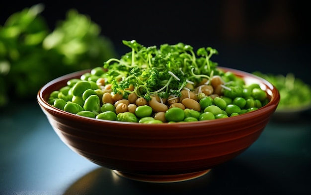 Fagioli germogliati alimento sano per il fitness in una ciotola Ai generativa