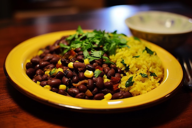 Fagioli neri mais e riso giallo