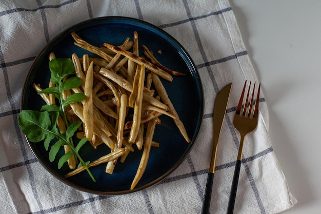 Fagiolini grigliati arrostiti con rucola fresca