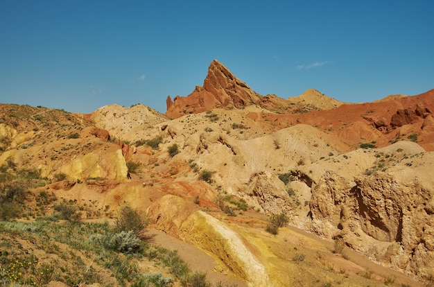 Fairy Tale Canyon, formazioni rocciose sul lago Issyk-Kul. Kirghizistan.Asia centrale